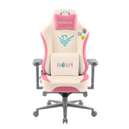 Phoenix Silla Gaming Phoenix Nova Cream Edition para Ordenador, Ergonómica, Reposabrazos 4D Ajustables, Cojín Lumbar y Cervical Viscoelástico con Fijación Magnética, Color Crema