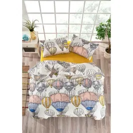 Juego de cama 1 funda nórdica 220x240 cm + 2 fundas de almohada 60x60 cm 100% algodón reforzado Mostaza