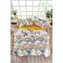 AUCUNE Juego de cama Mostaza 100% algodón reforzado con funda nórdica y 2 fundas de almohada