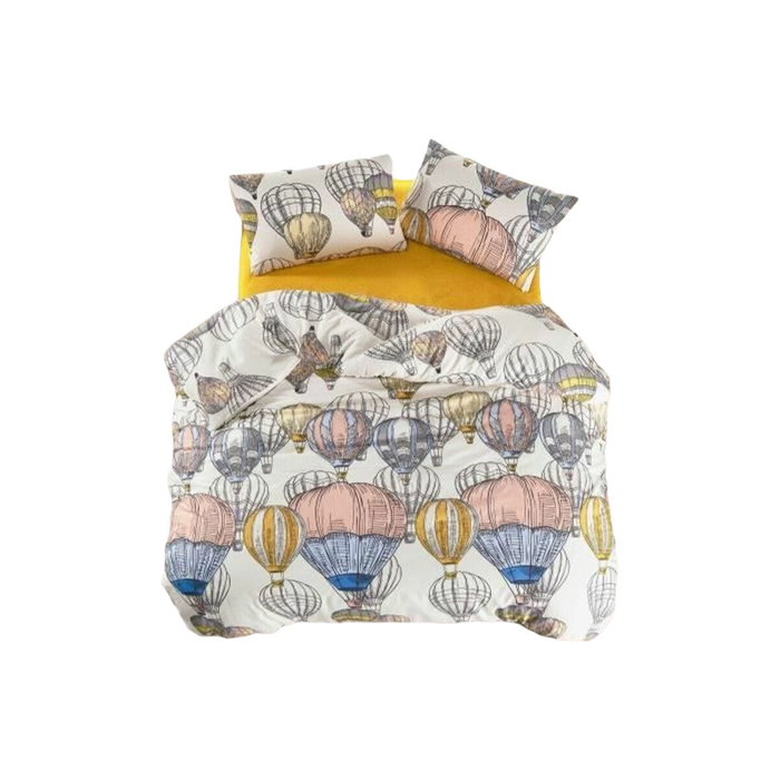 AUCUNE Juego de cama Mostaza 100% algodón reforzado con funda nórdica y 2 fundas de almohada