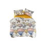 AUCUNE Juego de cama Mostaza 100% algodón reforzado con funda nórdica y 2 fundas de almohada