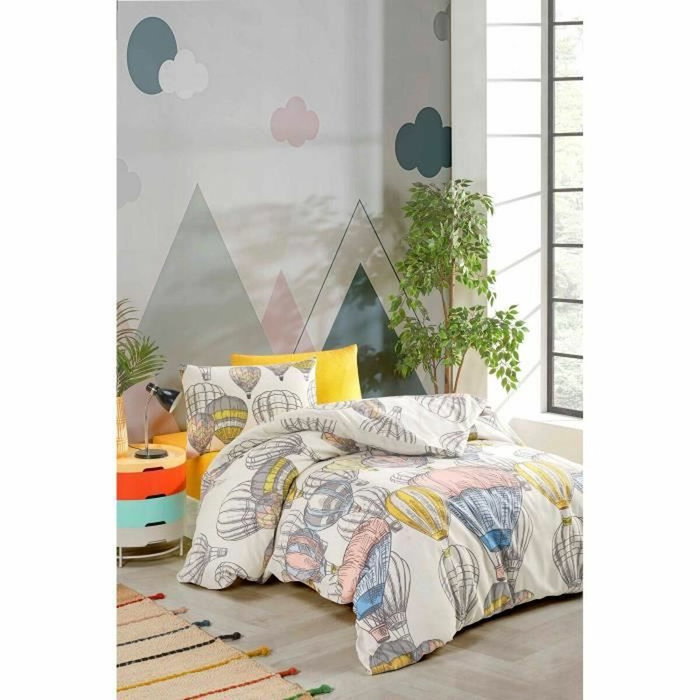 AUCUNE Juego de cama Mostaza 100% algodón reforzado con funda nórdica y 2 fundas de almohada