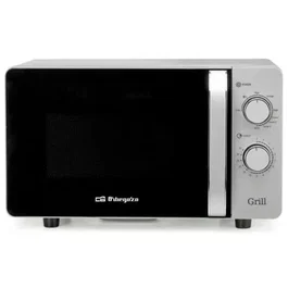 Orbegozo MIG 2072 CE Microondas sin Plato (Flatbed) con Función Grill, 20 Litros de Capacidad, 700W Microondas y 800W Grill, 5 Niveles, Interior Cerámico, Color Gris