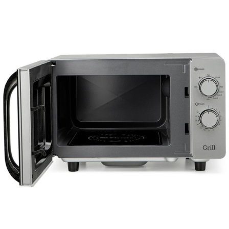 Orbegozo MIG 2072 CE Microondas sin Plato (Flatbed) con Función Grill, 20 Litros de Capacidad, 700W Microondas y 800W Grill, 5 Niveles, Interior Cerámico, Color Gris