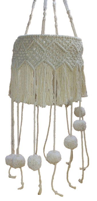 DKD Home Decor Pantalla Macramé Beige 30x30x130 cm