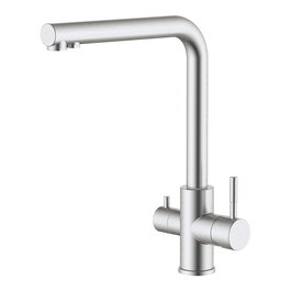 Verhal Grifo Monomando para Cocina con Caño Alto de 36 cm y Kit para Ósmosis, Acero Inoxidable Cepillado, 3 Vías