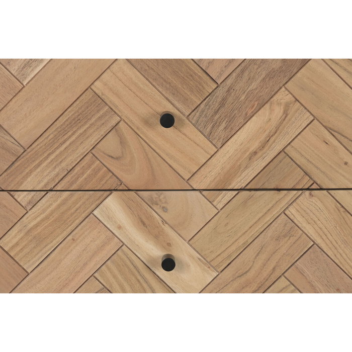 DKD Home Decor Chifonier Moderno Marron Claro 5 Cajones Acacia y Metal 80 x 40 x 115 cm