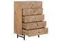 DKD Home Decor Chifonier Moderno Marron Claro 5 Cajones Acacia y Metal 80 x 40 x 115 cm