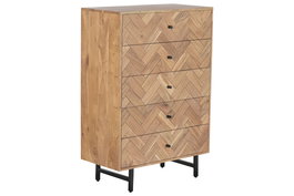 DKD Home Decor Chifonier Moderno Marron Claro 5 Cajones Acacia y Metal 80 x 40 x 115 cm