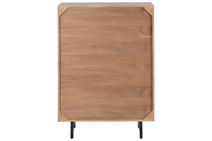 DKD Home Decor Chifonier Moderno Marron Claro 5 Cajones Acacia y Metal 80 x 40 x 115 cm