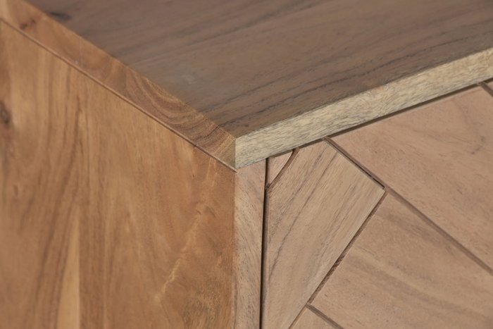 DKD Home Decor Chifonier Moderno Marron Claro 5 Cajones Acacia y Metal 80 x 40 x 115 cm