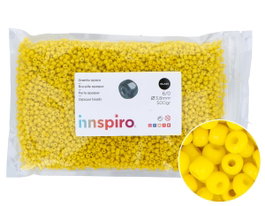 Innspiro Rocalla de Vidrio Redonda Opaco Amarillo 3,8mm 500g