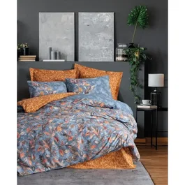 Juego de Cama con Funda Nórdica 220x240 cm y Fundas de Almohada 60x60 cm - 100% Algodón - Mostaza