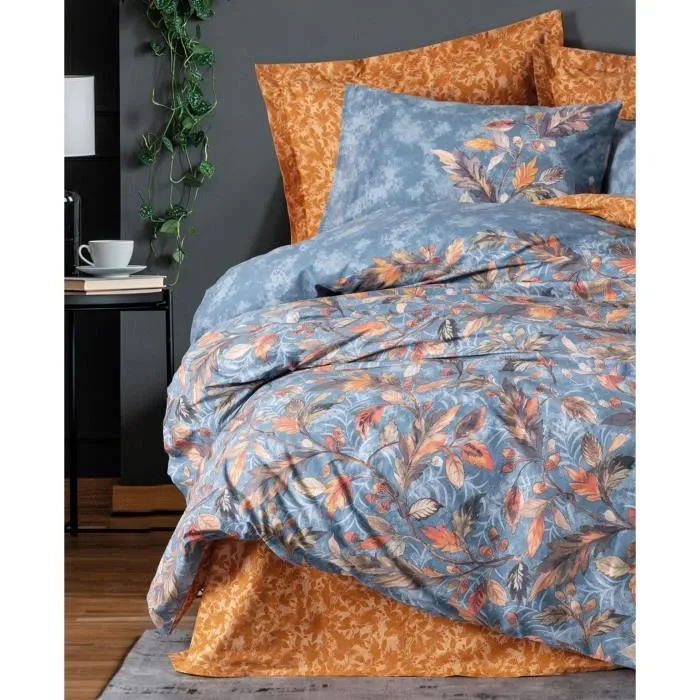 Juego de Cama con Funda Nórdica 220x240 cm y Fundas de Almohada 60x60 cm - 100% Algodón - Mostaza