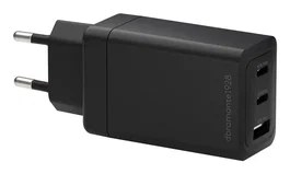 Dbramante1928 CI65EUBL7229 Cargador 65W Carga Rápida 3 Puertos USB-C (2x) para Portátil, Smartphone y Tableta, Color Negro