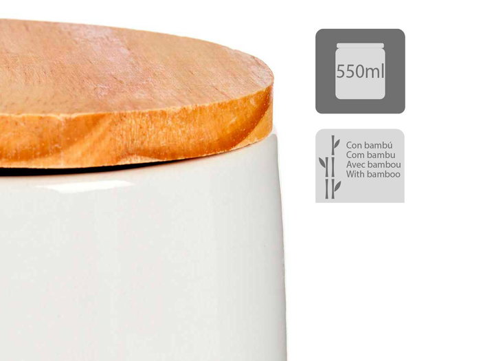 Vessia Salero Blanco Semi Circular Con Tapa 11x9x11 cm Cerámica y Madera (Set de 24) Vessia Salero Blanco Semi Circular Con Tapa 11x9x11 cm Cerámica y Madera (Set de 24)