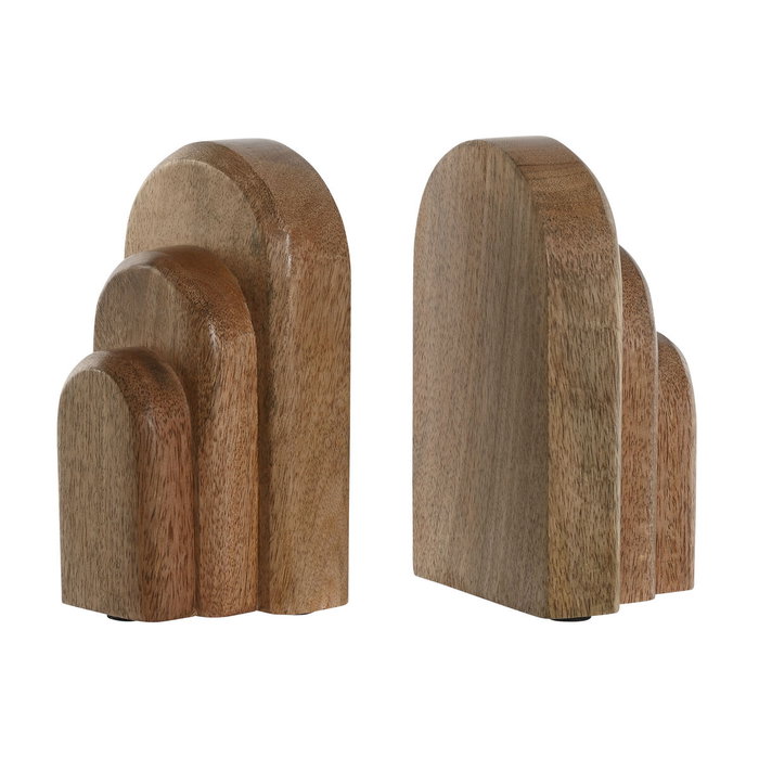 DKD Home Decor Set de 2 Sujetalibros de Mango Moderno Natural