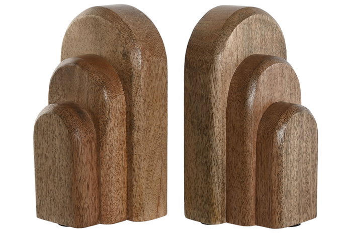 DKD Home Decor Set de 2 Sujetalibros de Mango Moderno Natural