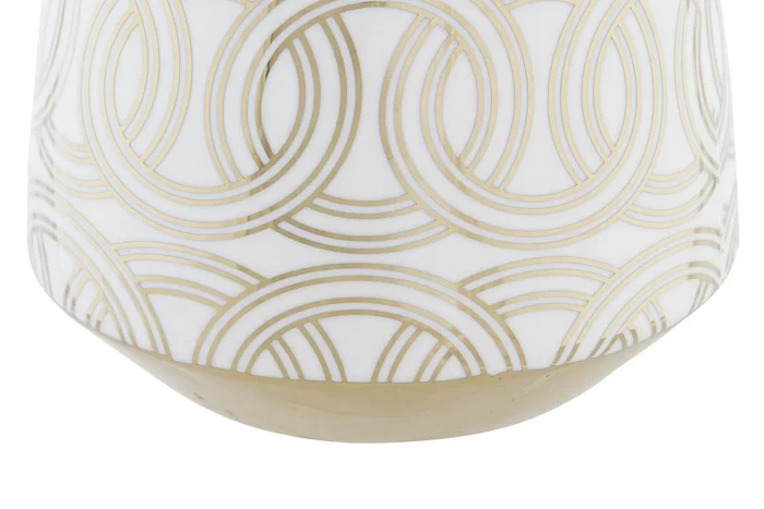 DKD Home Decor Jarrón de Porcelana Cromado Blanco y Dorado Fana DKD Home Decor Jarrón de Porcelana Cromado Blanco y Dorado Fana