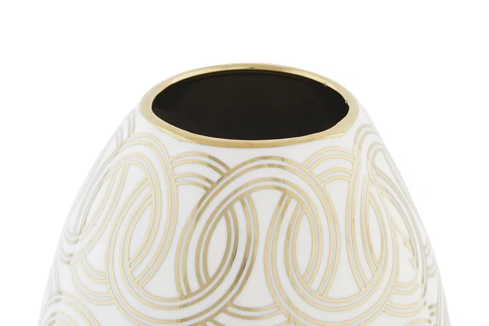 DKD Home Decor Jarrón de Porcelana Cromado Blanco y Dorado Fana DKD Home Decor Jarrón de Porcelana Cromado Blanco y Dorado Fana