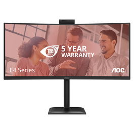 AOC CU34E4CW - Monitor Curvo 34" UWQHD (3440x1440) 1500R, Panel VA, 120Hz, 4ms, HDR10, Altavoces, Cámara Web, USB-C 90W, KVM, HDMI/DP