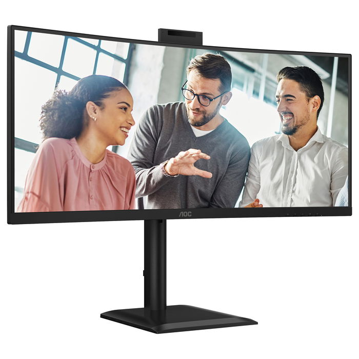 AOC CU34E4CW - Monitor Curvo 34" UWQHD (3440x1440) 1500R, Panel VA, 120Hz, 4ms, HDR10, Altavoces, Cámara Web, USB-C 90W, KVM, HDMI/DP