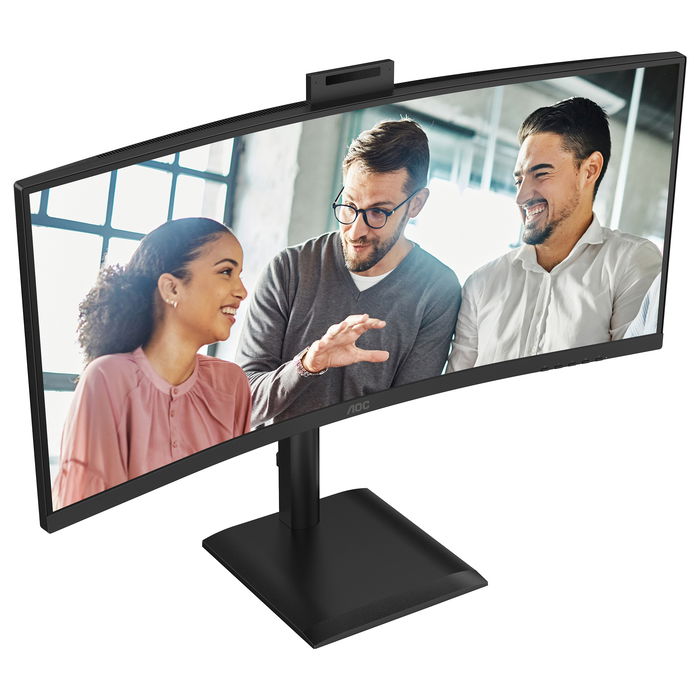 AOC CU34E4CW - Monitor Curvo 34" UWQHD (3440x1440) 1500R, Panel VA, 120Hz, 4ms, HDR10, Altavoces, Cámara Web, USB-C 90W, KVM, HDMI/DP