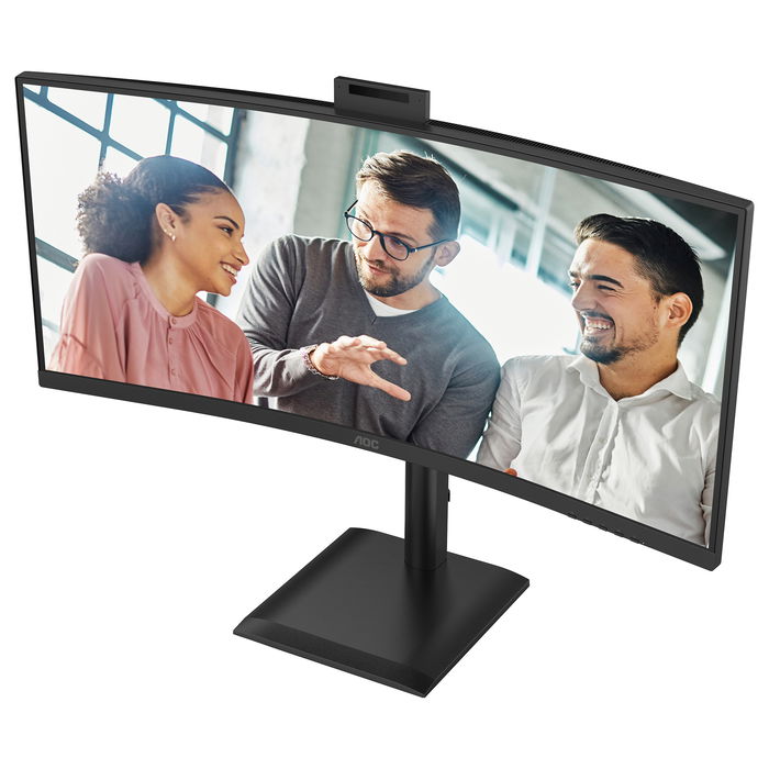 AOC CU34E4CW - Monitor Curvo 34" UWQHD (3440x1440) 1500R, Panel VA, 120Hz, 4ms, HDR10, Altavoces, Cámara Web, USB-C 90W, KVM, HDMI/DP