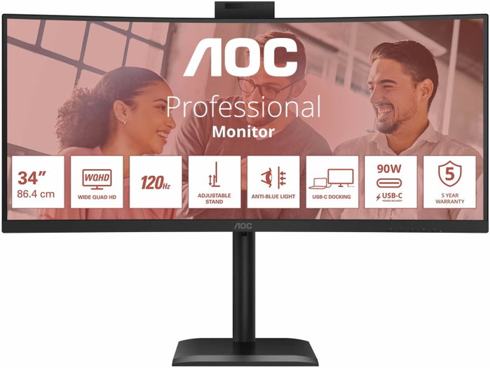 AOC CU34E4CW Monitor Curvo 34 pulg. UWQHD 120Hz