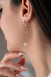 Heliophilia Silver NRZ1000285 Pendientes de Plata de Ley con Recubrimiento de Oro, Color Dorado, 5cm Longitud