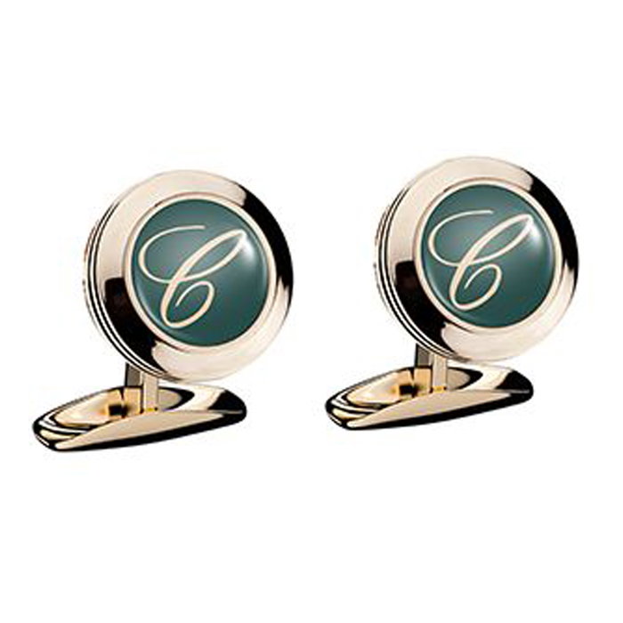 Chopard Gemelos Classic redondos en oro rosa con cristal verde Chopard Gemelos Classic redondos en oro rosa con cristal verde