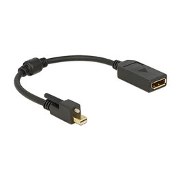 DeLOCK 62638 Adapterkabel Mini DisplayPort 1.2 Macho a DisplayPort Macho, 25 cm, Negro, 4K 3840x2160 Pixeles, Conector con Schraube