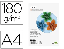 Liderpapel Cartulina A4 Salmón 180g/m2 paquete de 100 hojas