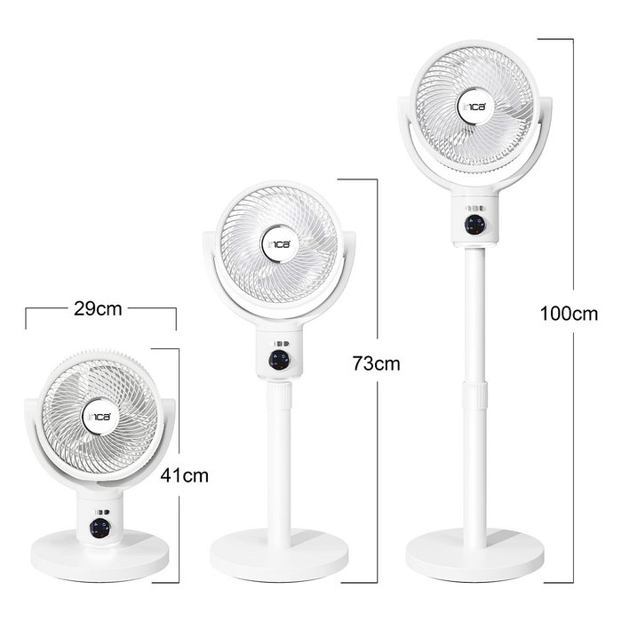 INCA IAF-01B Ventilador con aspas con batería, motor BLDC y 5 velocidades, blanco INCA IAF-01B Ventilador con aspas con batería, motor BLDC y 5 velocidades, blanco