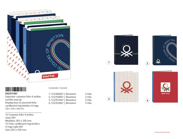 Safta Carpeta Folio 4 Anillas Mixtas Carton Forrado Expositor 12 Unidades Surtidas Safta Carpeta Folio 4 Anillas Mixtas Carton Forrado Expositor 12 Unidades Surtidas