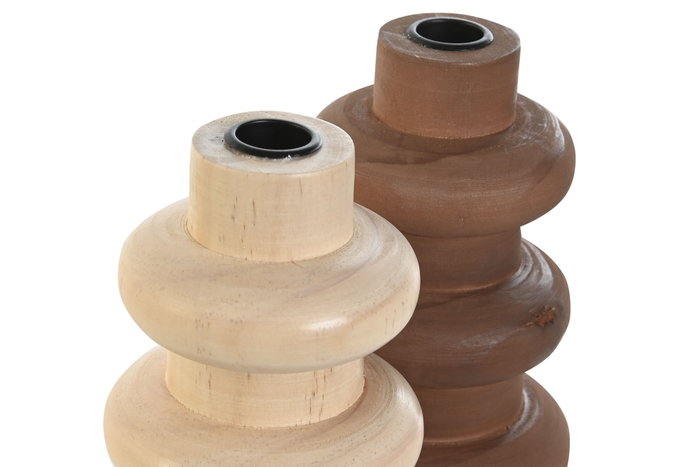 DKD Home Decor Candelabro 10 x 15 x 10 cm Marron Oscuro Marron Claro (4 Unidades)