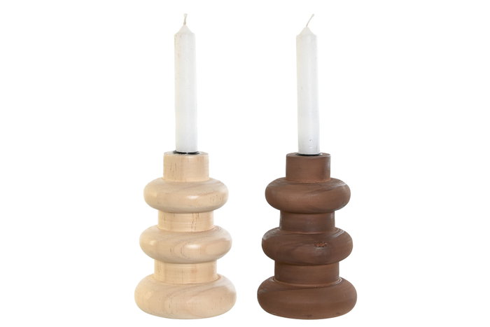 DKD Home Decor Candelabro 10 x 15 x 10 cm Marron Oscuro Marron Claro (4 Unidades)