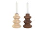DKD Home Decor Candelabro 10 x 15 x 10 cm Marron Oscuro Marron Claro (4 Unidades)