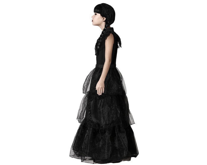 Atosa Disfraz Infantil Niña Muerta con Vestido Largo Negro y Cinturón
