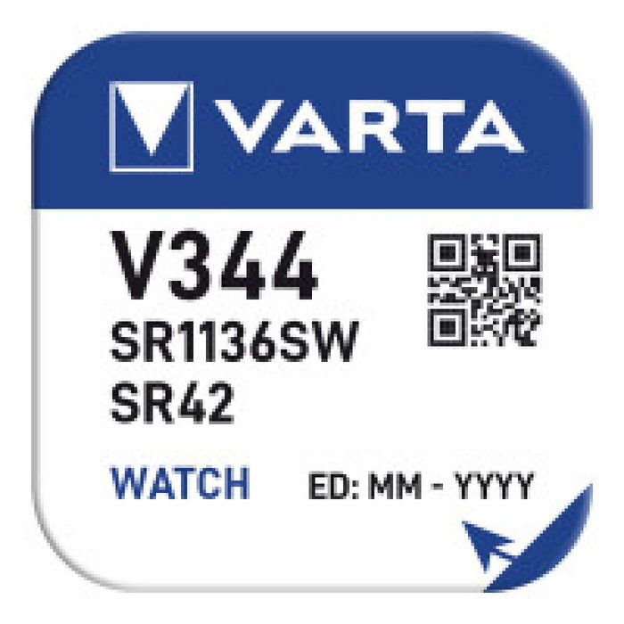 Varta Pila Botón V344 SR42 Óxido de Plata 1.55V Ø11.6 x 3.6mm Blister 1 Ud