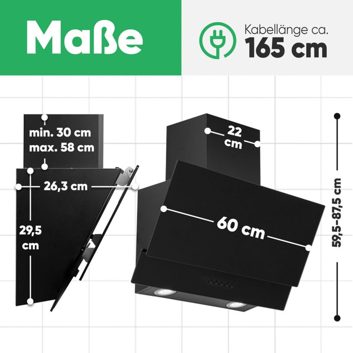 Bomann DU 7607 G Campana extractora vertical negro mate 60 cm