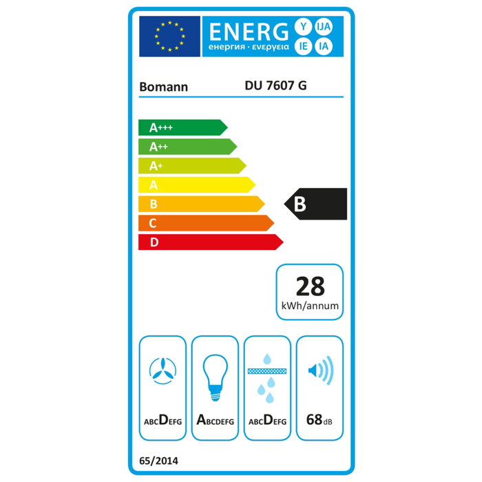 Bomann DU 7607 G Campana extractora vertical negro mate 60 cm