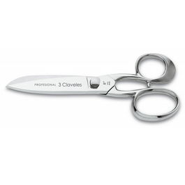 3 Claveles Tijera de Cocina Oficio Samson 20 cm - Filo Microdentado, Hoja Forjada, Ajustable