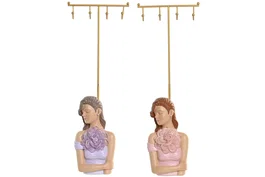 DKD Home Decor Joyero Shabby Lila Rosa 33 x 12.5 x 6 cm (2 Unidades)