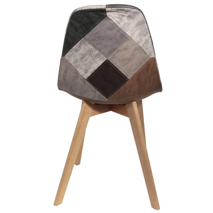 Home Deco Factory Silla Patchwork Marrón-Gris