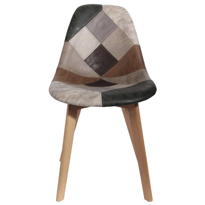 Home Deco Factory Silla Patchwork Marrón-Gris