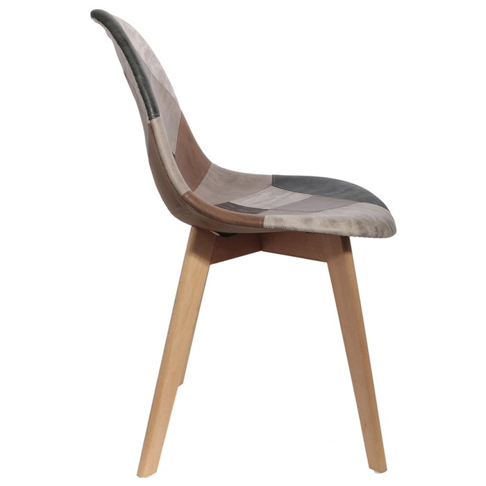 Home Deco Factory Silla Patchwork Marrón-Gris