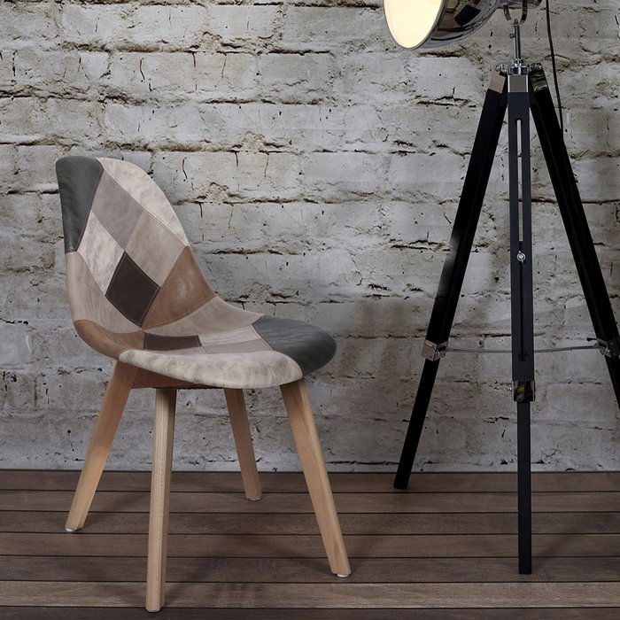 Home Deco Factory Silla Patchwork Marrón-Gris