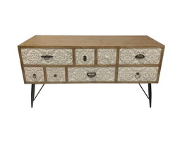 DKD Home Decor Mueble TV Arabe Natural Blanco 120 x 61 x 40 cm