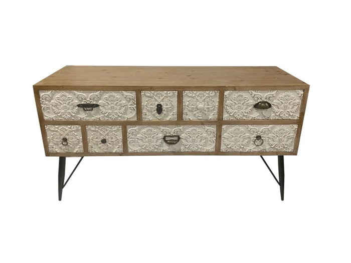 DKD Home Decor Mueble TV Arabe Natural Blanco 120 x 61 x 40 cm